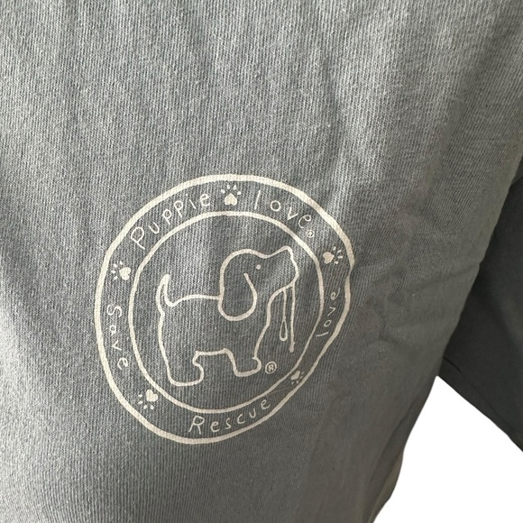 Puppie Love Blue Graphic Camping Dog T-Shirt Outdoor Adventure Short Sleeve Tee - Picture 2 of 4